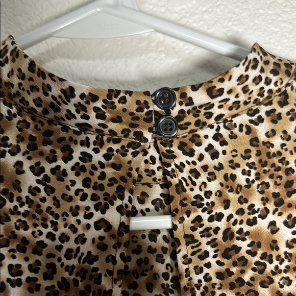 Topshop Blouse Size 8 Animal Print Ruffle Yoke Blouse - Picture 3 of 10
